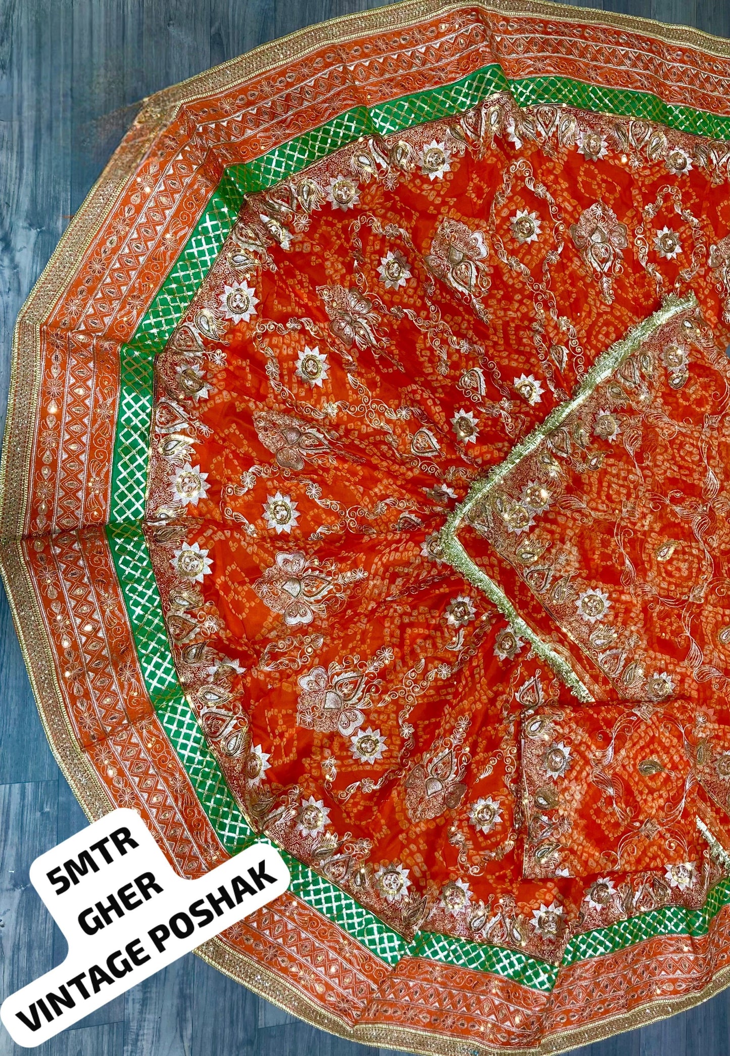 Vintage Rajputi Chunri Silk Poshak with Heavy Zari & Jaal Work – Royal Boutique Edition