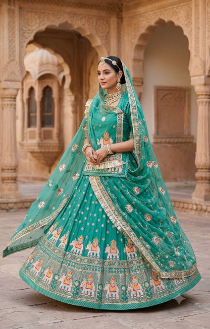 Boutique Vintage Rajputi Poshak | Premium Crepe Silk with Pure Odhani & Hand Zari Work