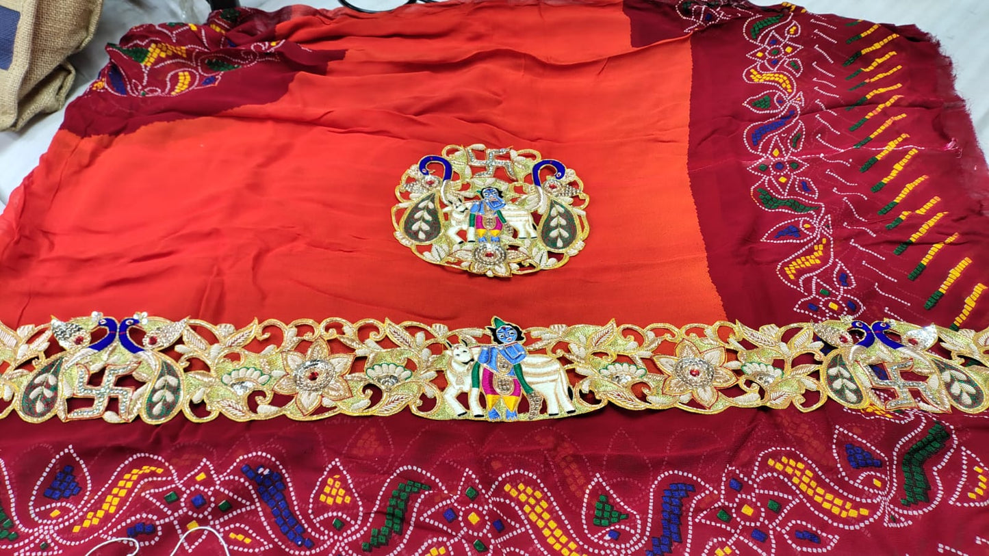 Traditional Pila Chunri –   Ojaria with Kolkata Zardosi Handwork
