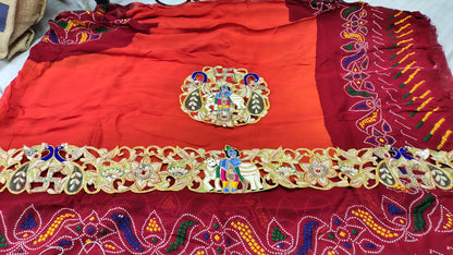 Traditional Pila Chunri –   Ojaria with Kolkata Zardosi Handwork