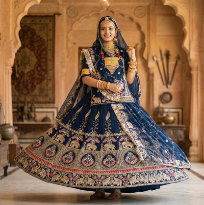 Boutique Designer 4 Meter Ghera Royal Poshak – A Timeless Blend of Tradition and Elegance/ CODE:SHR