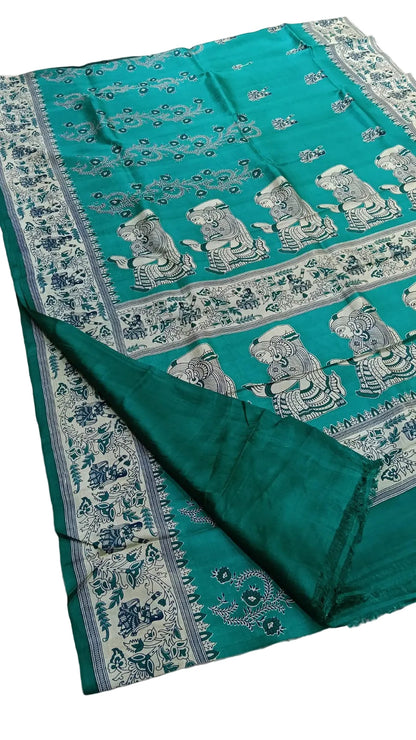 Katan Silk Madhubani Print Pure Silk Saree – Premium Artistic Saree