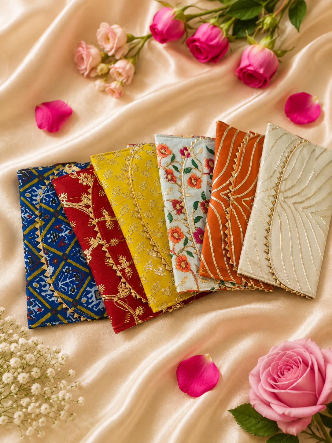 Luxury Handcrafted Embroidered Fabric Money Envelope for Wedding & Shagun Gifts