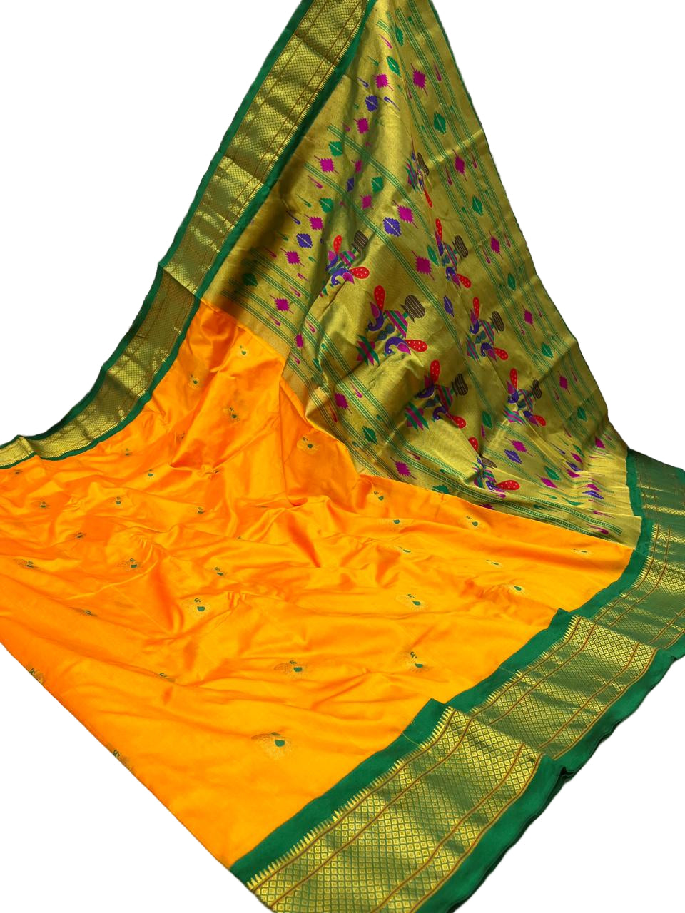 Kadiyal Border Peacock Design Pure Silk Paithani Saree | Wedding & Festive Wear