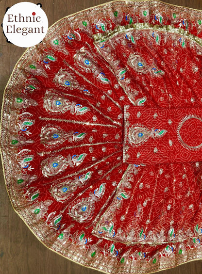 DESIGHNER 5 MTR GHER VINTAGE CHUNNARI POSHAK