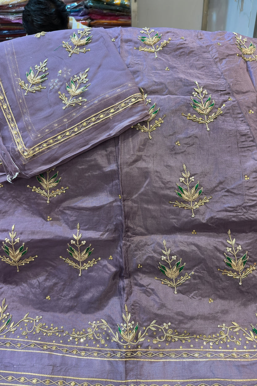 Upada silk Pyor odhna Hevy Dabka  Jardoji handwork Rajasthani poshak