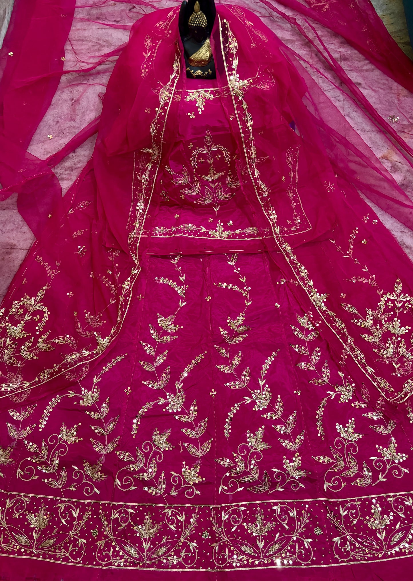 Luxury Natural Crepe Rajputi Poshak Set | Heavy Hand Work & Pure Odhna | Traditional Ethnic Wear