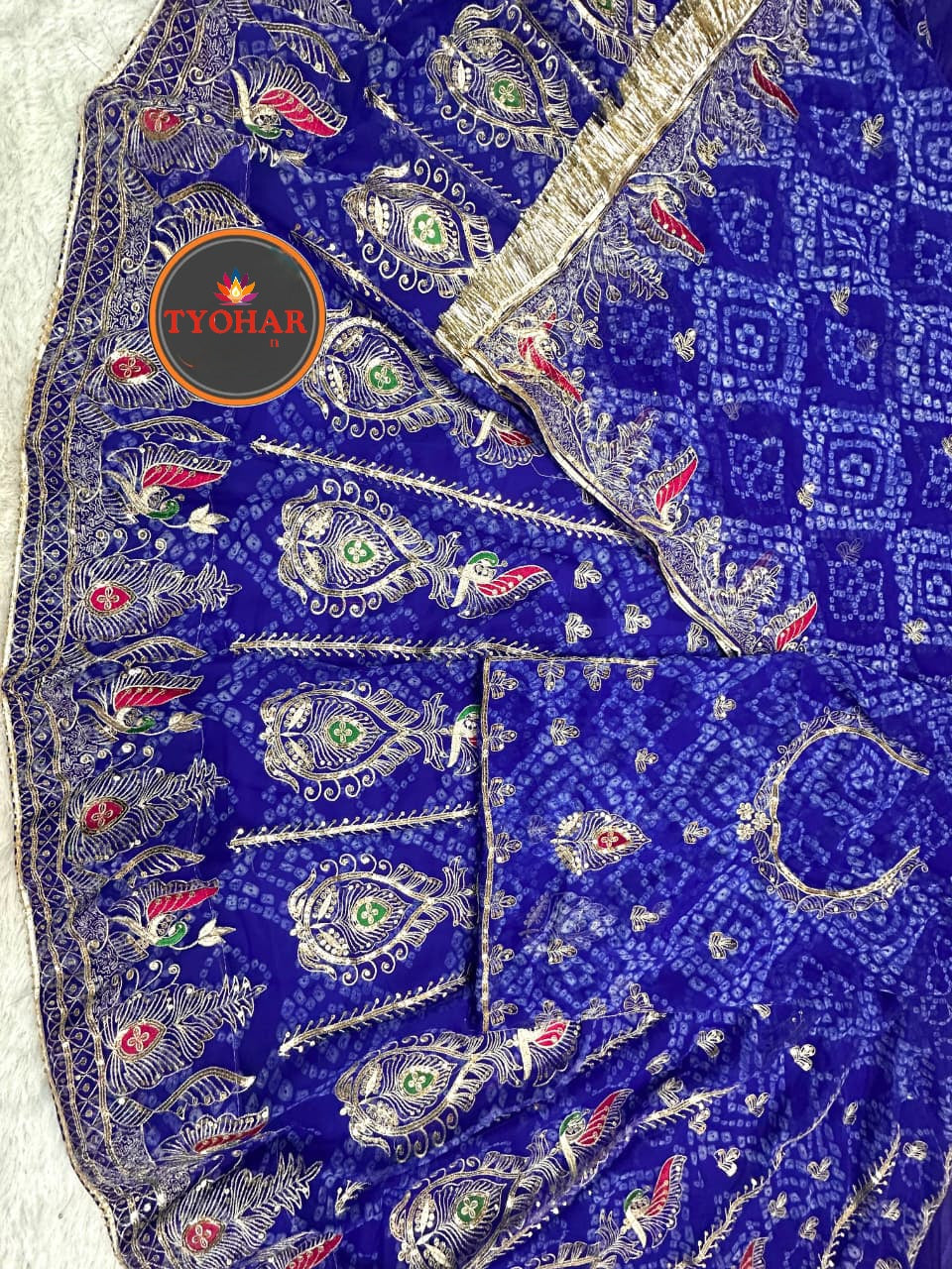 Designer 4 Mtr Gher Vintage Chunnari Rajputi Poshak | Georgette Zari Work Wedding Outfit CODE : SHR