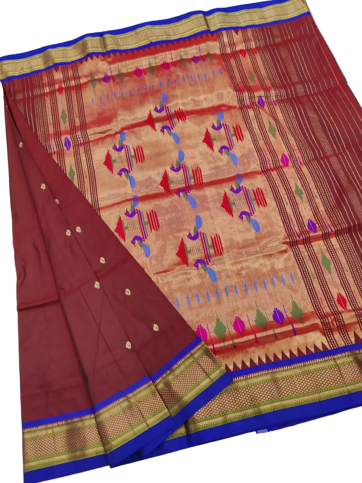 Traditional Yeola Paithani Saree – Pure Silk Handloom with Shoulder Butti & Silk Mark