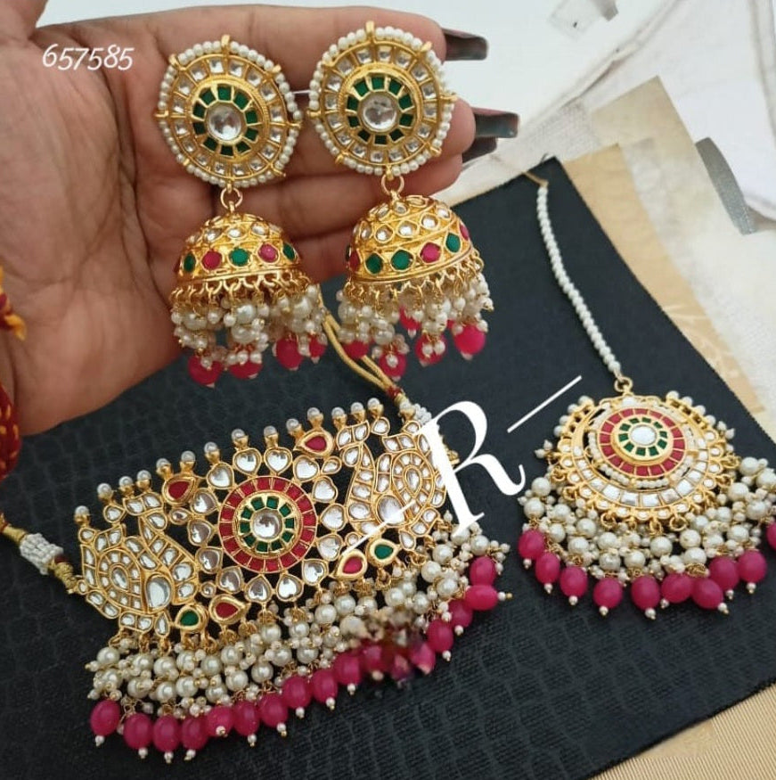 Jadau Kundan AD Jewellery Set – Bridal Necklace Set for Wedding & Festive Wear