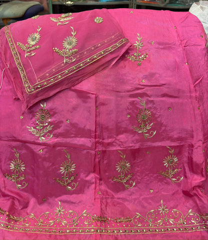 Upada silk fabric pure odhna heavy dabka jardoji handwork Fancy Rajasthani poshak