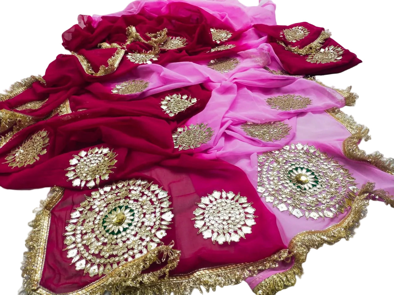 Boutique Designer Chiffon Gota Patti Saree – Multi Colour Buti Work with Contrast Blouse