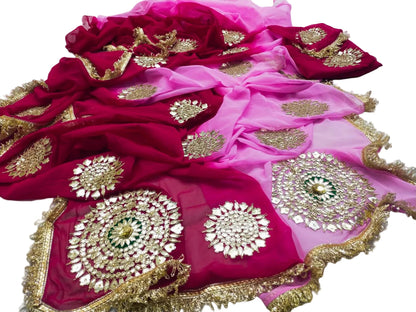 Boutique Designer Chiffon Gota Patti Saree – Multi Colour Buti Work with Contrast Blouse