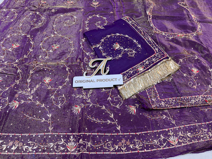 Elegant Jardozi Handwork Thakurji Poshak | Tissue Fabric with Pure Odhna