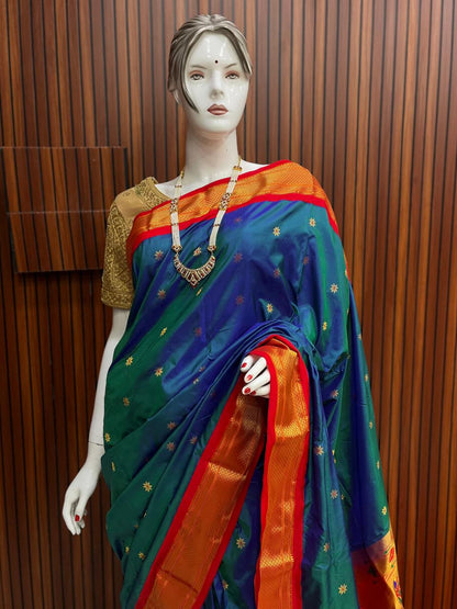 Kadiyal Border Pure Silk Paithani Saree | Silk Mark Certified | Designer Paithani