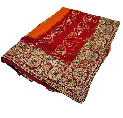 Georgette Rajasthani Traditional Marwari Piliya Chunari saree with Blouse