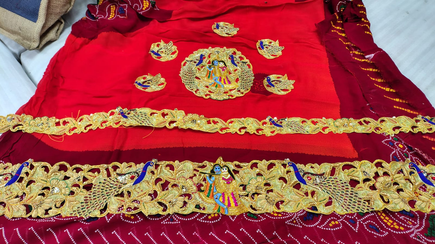 Traditional Pila Chunri –   Ojaria with Kolkata Zardosi Handwork