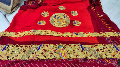 Traditional Pila Chunri –   Ojaria with Kolkata Zardosi Handwork