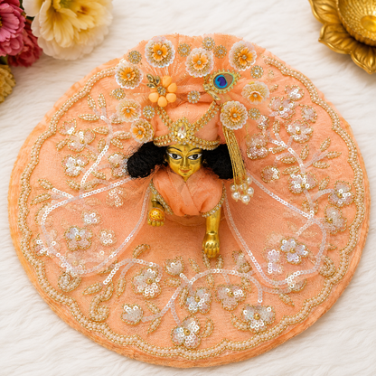 Tyohar special peach color designer Laddu Gopalji Poshak with mukut (pagri)🦚