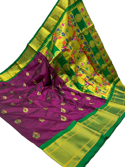 Exquisite Paithani Handwoven Pure Silk Saree – Certified Authentic Silk