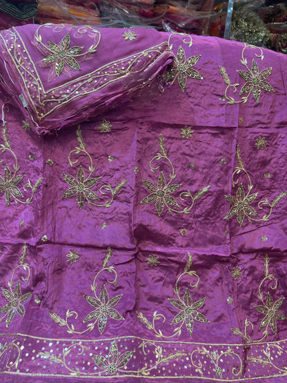 Heavy dabka jardoji handwork Natural silk Pyor odhna Rajasthani poshak
