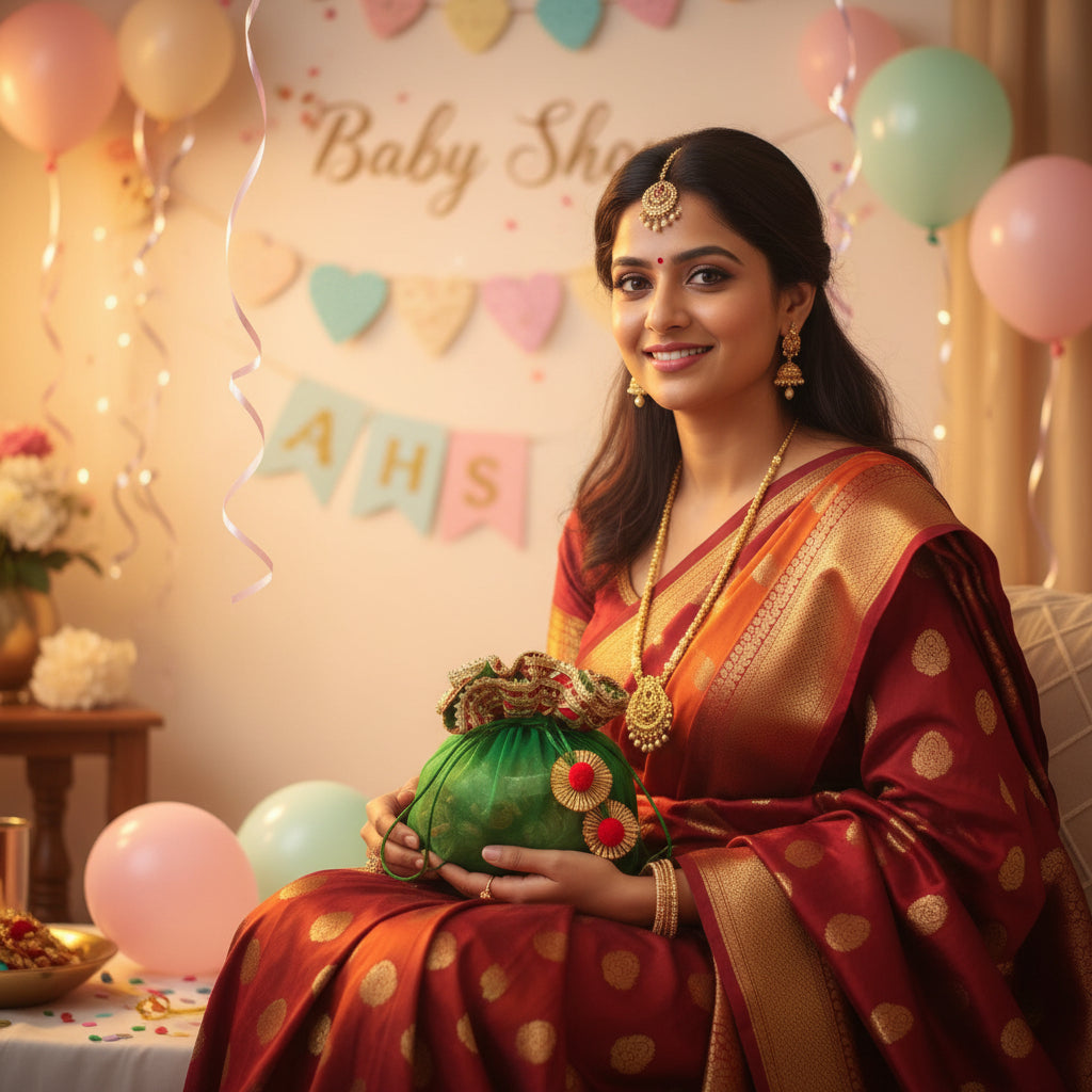 Baby Shower Sagun Potli Bags (Pack of 1, Mixed Colours) | Ceremony & Return Gift