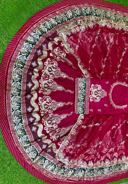 CREPSILK Fabric with  pure Odhani 4 MTR GHER Designer Rajputi poshak