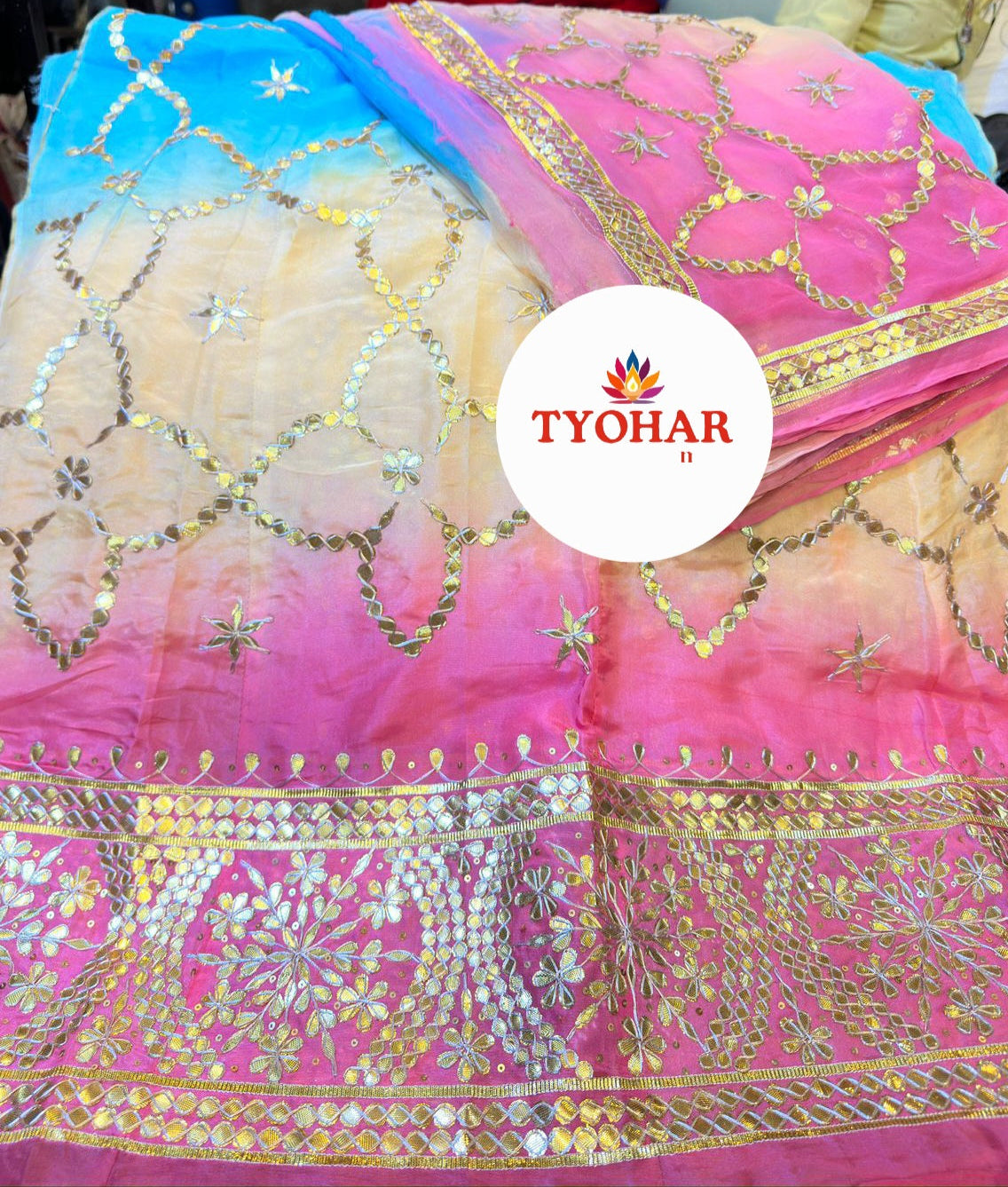 Royal Natural Crepe / Upada Silk Thakurji Pure Odhna Poshak with Heavy Gotapati Handwork