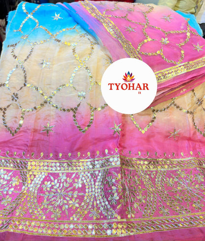 Royal Natural Crepe / Upada Silk Thakurji Pure Odhna Poshak with Heavy Gotapati Handwork