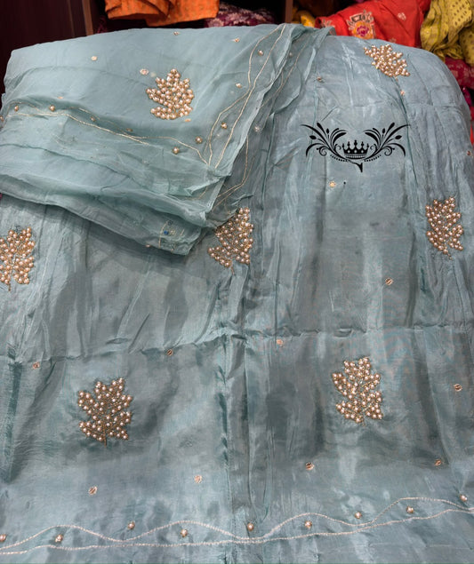 Upada silk Thakurji pure odhna Moti Hand Work Boutique Poshak