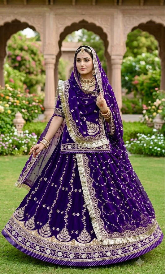 Designer  Rajasthani Poshak in Crepe Silk | Heavy Zari, Patch Border work fancy Designer Rajasthani poshak