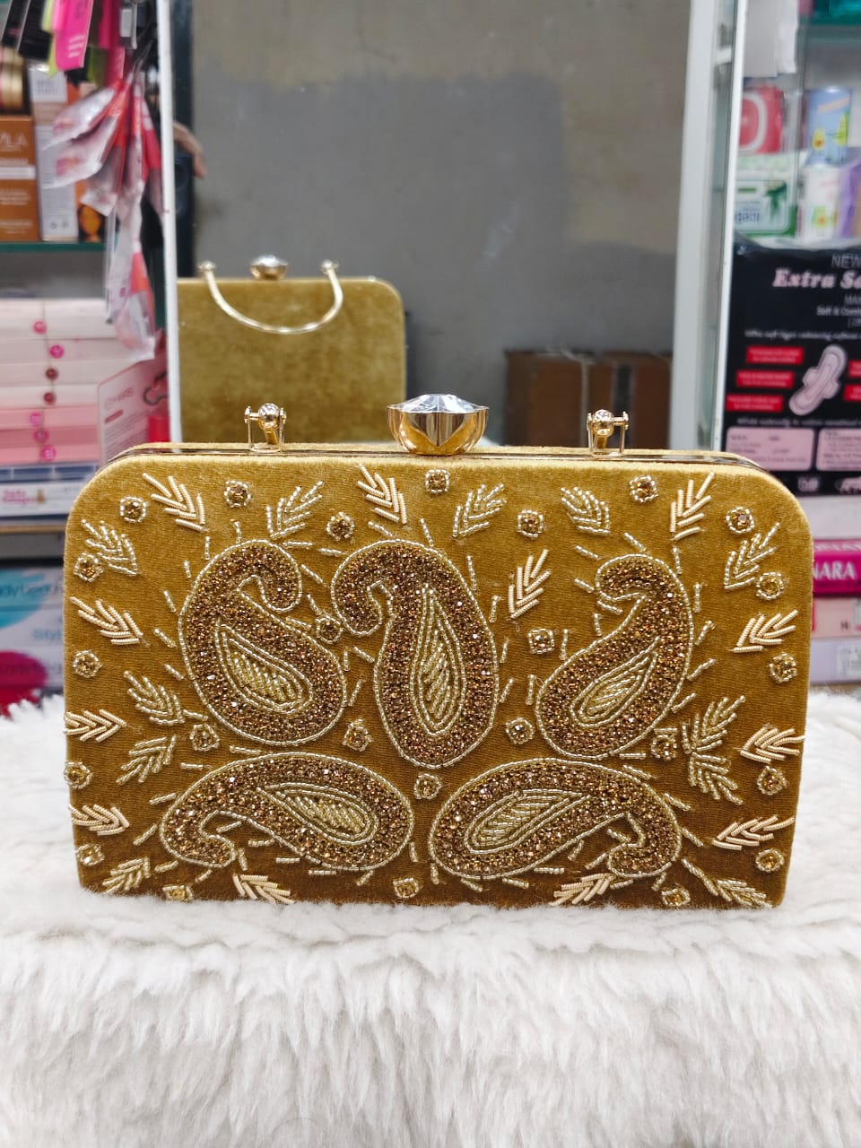 Elegant Metallic Gold Shimmery Party Clutch