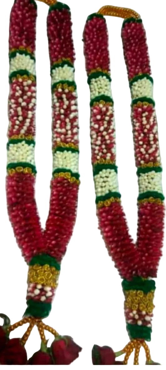 Rose & Mogra Jaimala Pair | Fresh Flower Bridal Wedding Garland