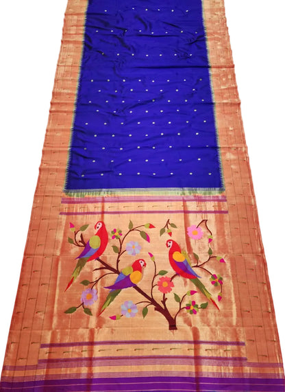 Handloom Triple Muniya Pure Silk Paithani Saree | Yeola Silk Mark Certified Saree