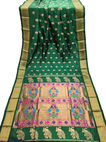 Pure Silk Paithani Saree with Maharani Pallu & Meenakari Buti – Kalanjali Collection