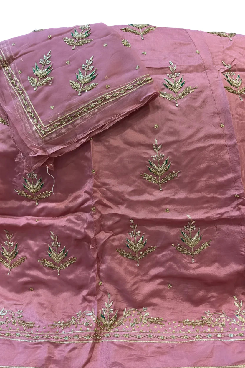 Upada silk Pyor odhna Hevy Dabka  Jardoji handwork Rajasthani poshak