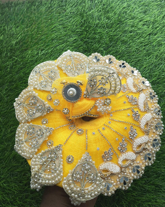 Heavy Handwork KanhaJi Poshak  with Mukut  colour: Yellow/ Mauve