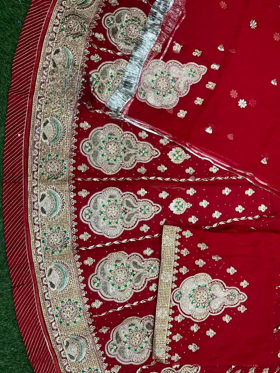 Karwa chauth special traditional Rajasthani poshak Royal Georgette Fabric with Bright Red Colour*