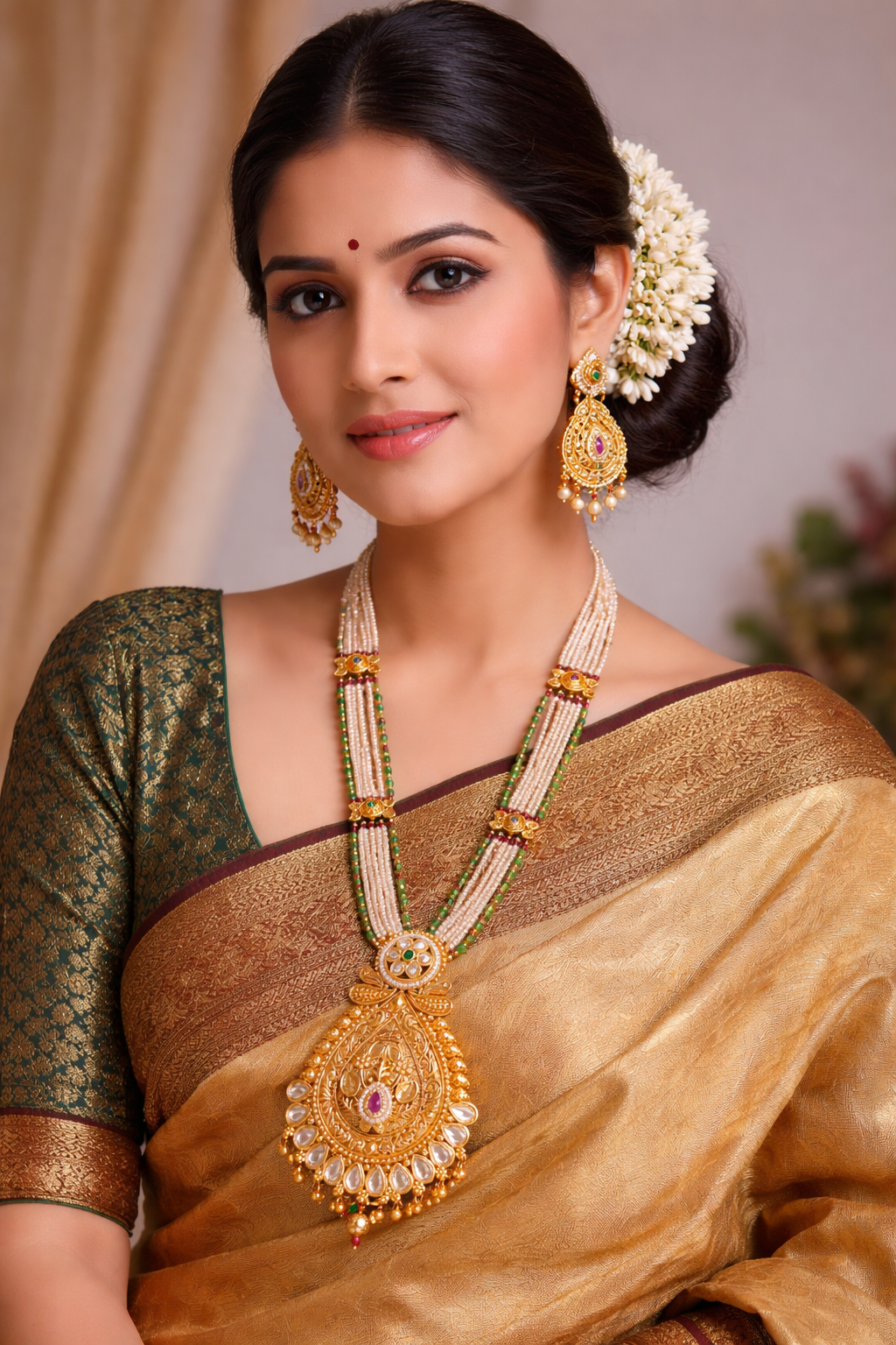 Maharani Long Necklace Set for Women – Graceful Bridal Jewelry Set for Wedding & Festive Wear