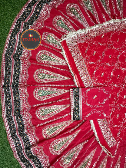 Royal Designer Rajputi Poshak with 4 MTR Full Gher Lehenga