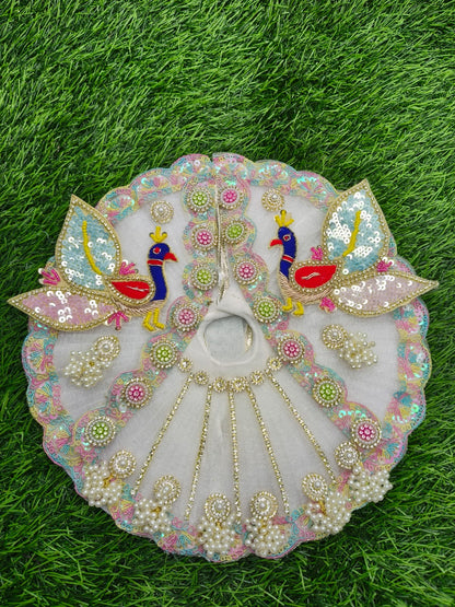 Festive Ladoo Gopal Poshak | Peacock Designer Dress with Mukut