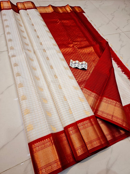 Pure Kanjivaram Silk Saree with Fancy Gap Border – Kanjipuram Silk Mark Certified