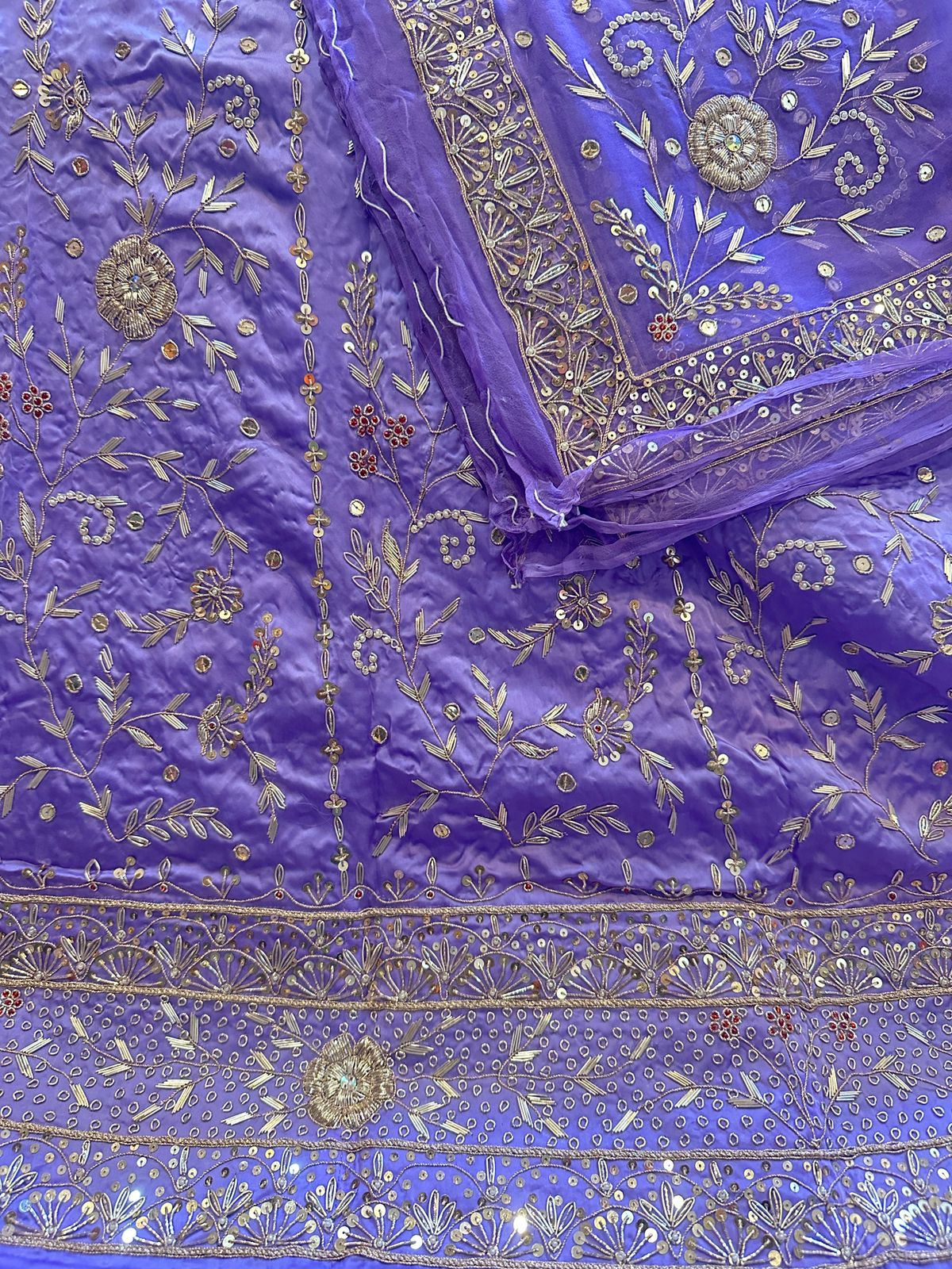 Heavy Bemberg Satin Rajputi Poshak – Thakurji Pure Odhna with Aari Jardozi Dabka Handwork