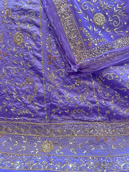 Heavy Bemberg Satin Rajputi Poshak – Thakurji Pure Odhna with Aari Jardozi Dabka Handwork