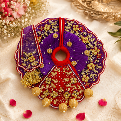 Makhan Chor Janmashtami Designer Boutique Laddu Gopal Poshak with Mukut (6 Inch)