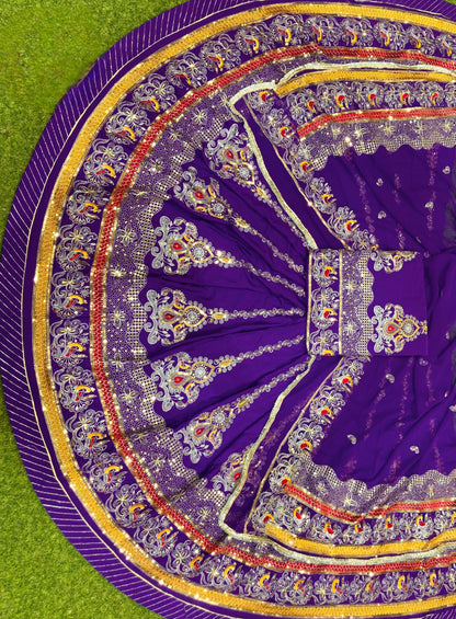 Vintage Barik Zari 4 MTR Gher Rajasthani Poshak – Heavy Crepe Silk Designer Lehenga
