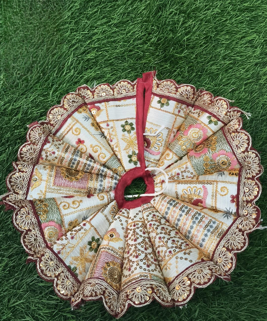 Beautiful handcrafted Heavy embroidery handwork fancy KanhaJi Poshak                             Colour: Purple-Yellow/ Maroon white
