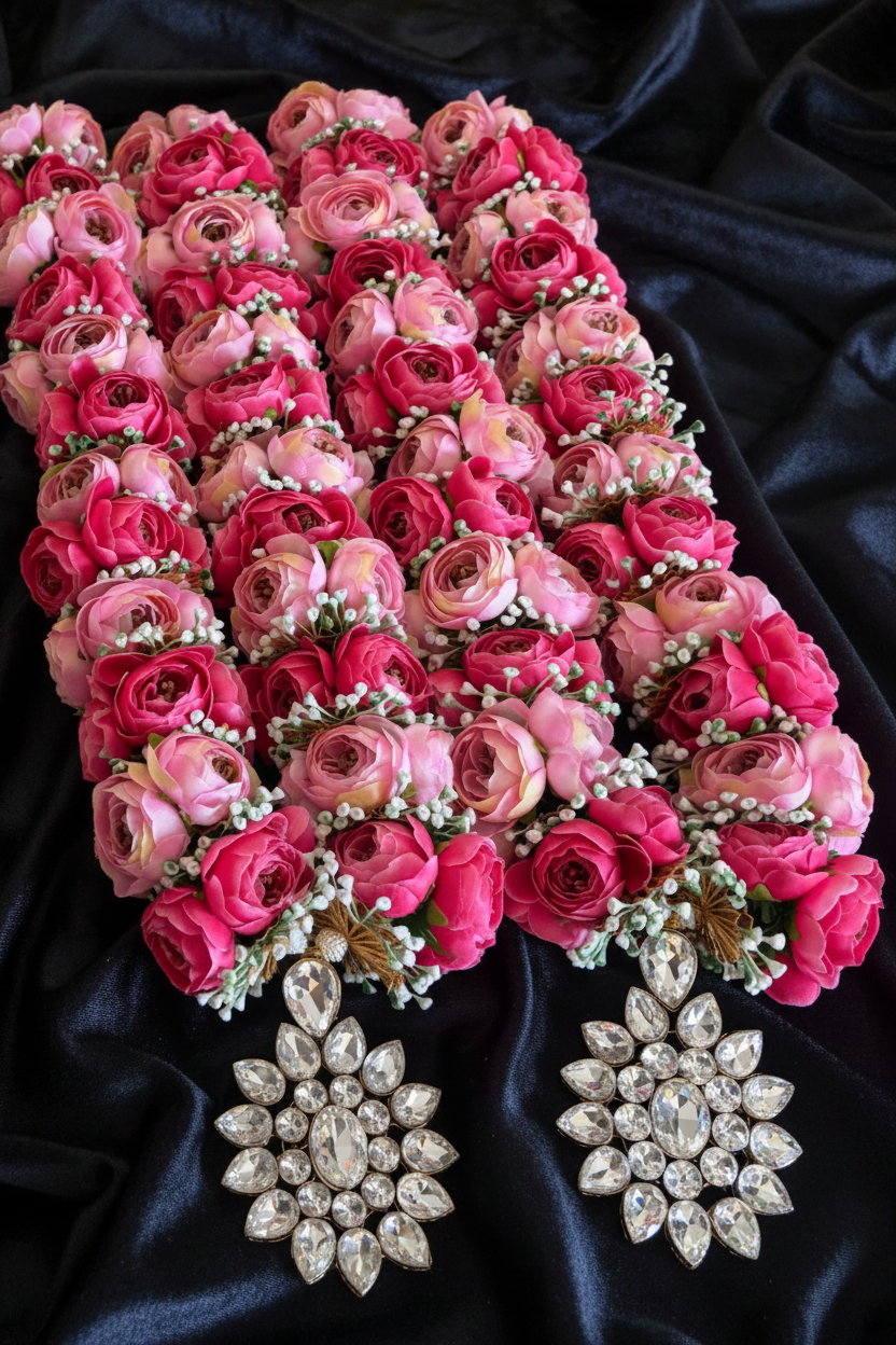 Exclusive Handcrafted Wedding Varmala Set (Pair) with Pearl & Crystal Detailing | Premium Jai Mala