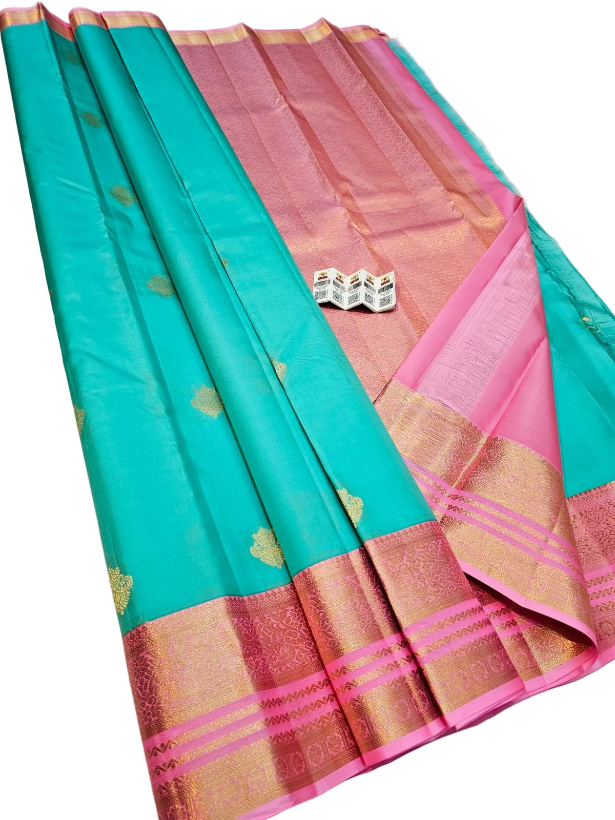 Kanchipuram Pure Silk Saree with Fancy Gap Border | Silk Mark Certified