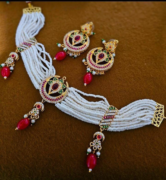 Moti kundan work beautiful set